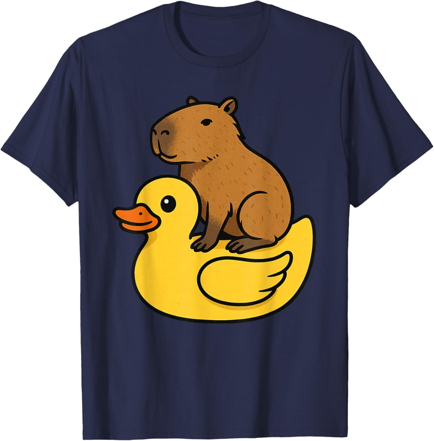 Cute Capybara Rubber Duck T-Shirt - T-Shirt | Navy