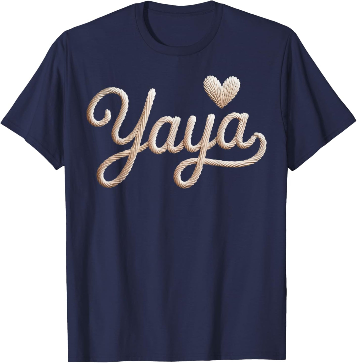 Embroidered Style Yaya Gift Grandma Heart T-Shirt - T-Shirt | Navy