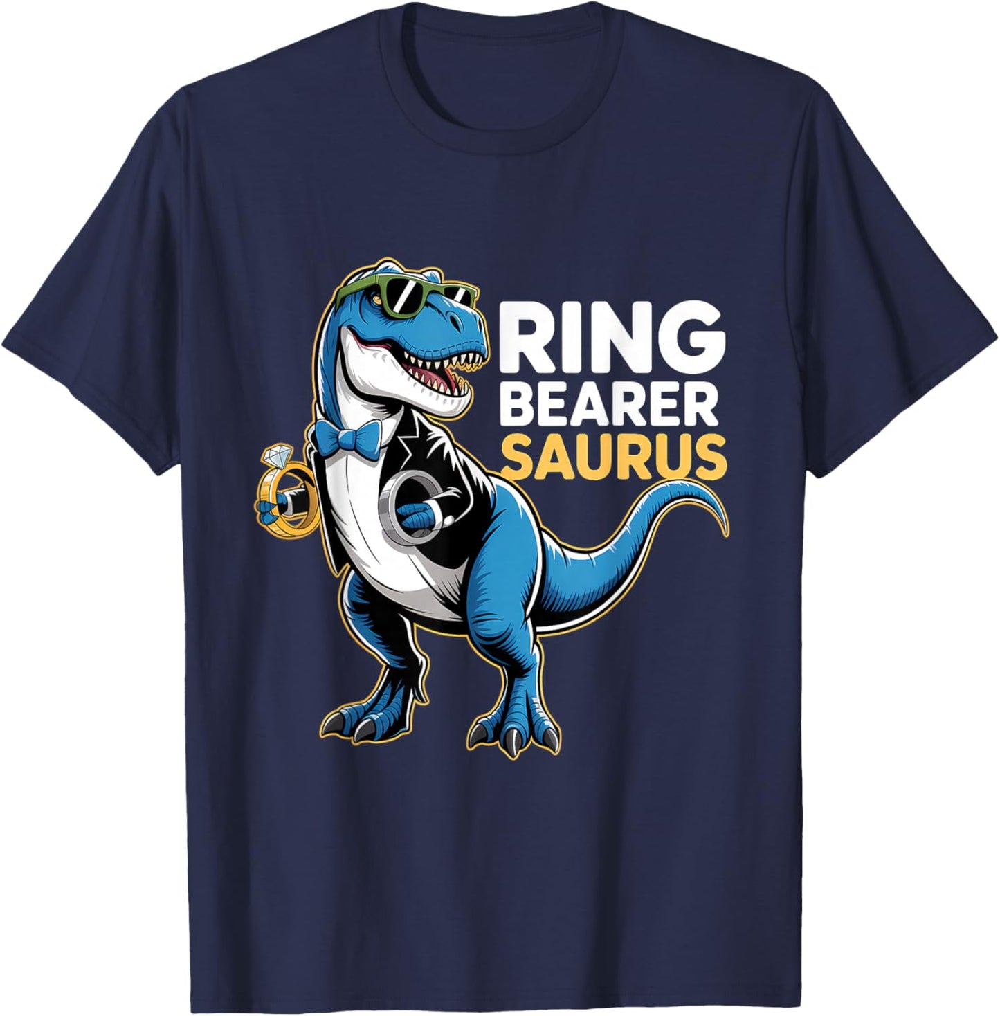 Ring Bearer T-Rex Dino Funny Wedding Party Ring Dinosaur T-Shirt - T-Shirt | Navy