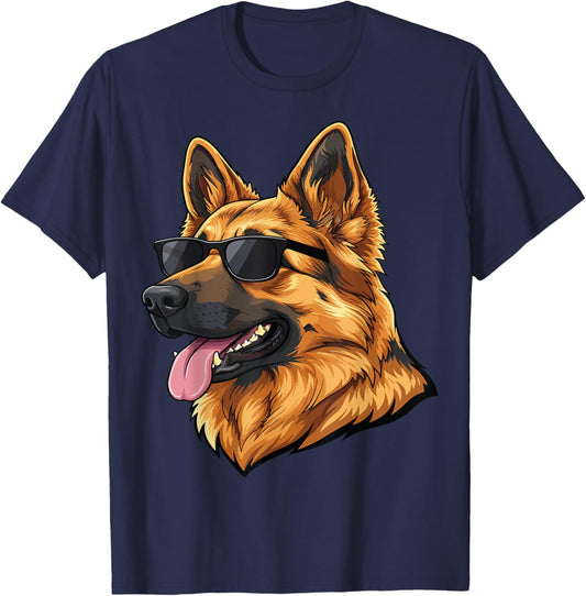 Funny German Shepherd Illustration Vintage Dogs Pets Animals T-Shirt - T-Shirt | Navy