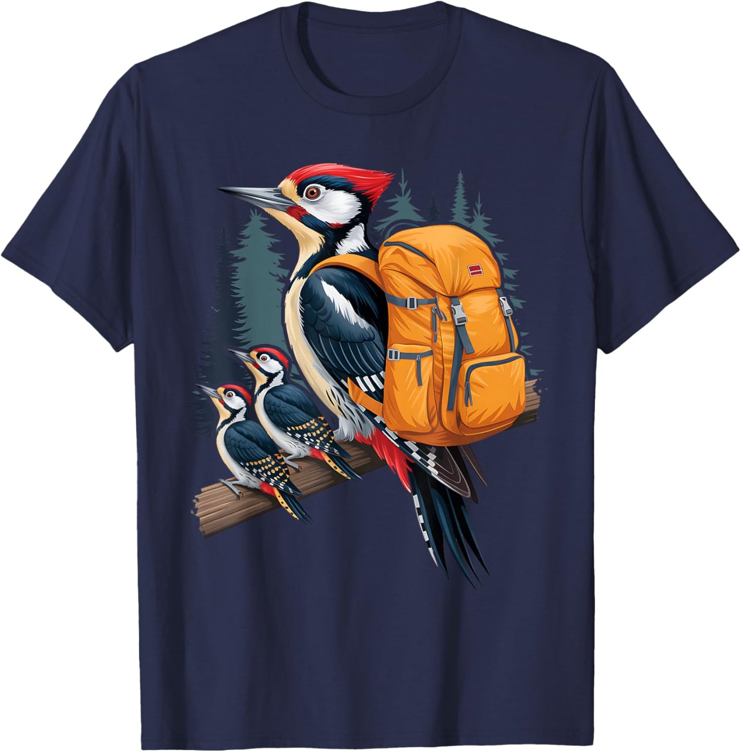 Pileated Woodpecker Hiking Trails T-Shirt - T-Shirt | Navy