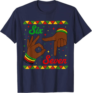 Six Seven Black History 6 7 Meme Boys Teen Girl Youth Kids T-Shirt - T-Shirt | Navy