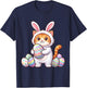 Cute Cat in Bunny Costume Easter Egg Hunt Orange Tabby T-Shirt - T-Shirt | Navy
