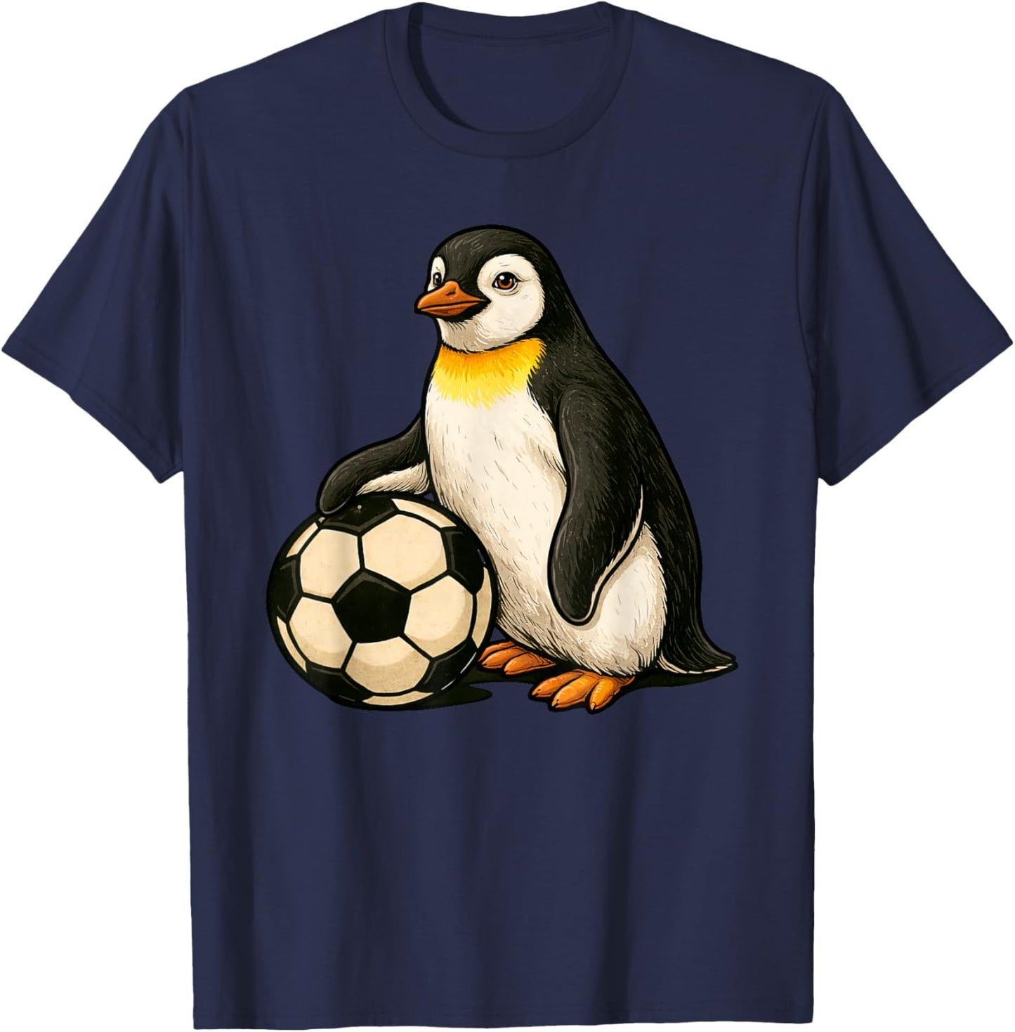 Funny Penguin with A Soccer Ball T-Shirt - T-Shirt | Navy