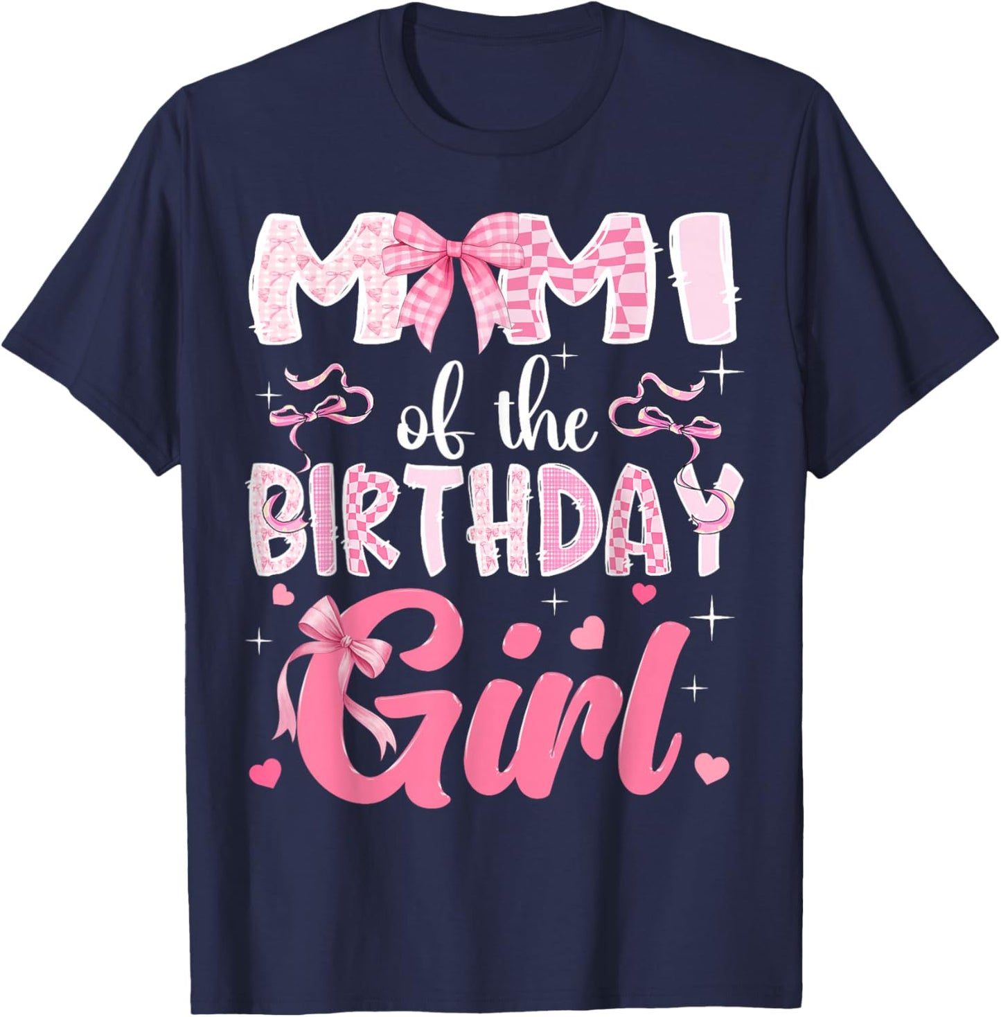 Mimi of The Birthday Girl Pink Coquette Bow Family T-Shirt - T-Shirt | Navy