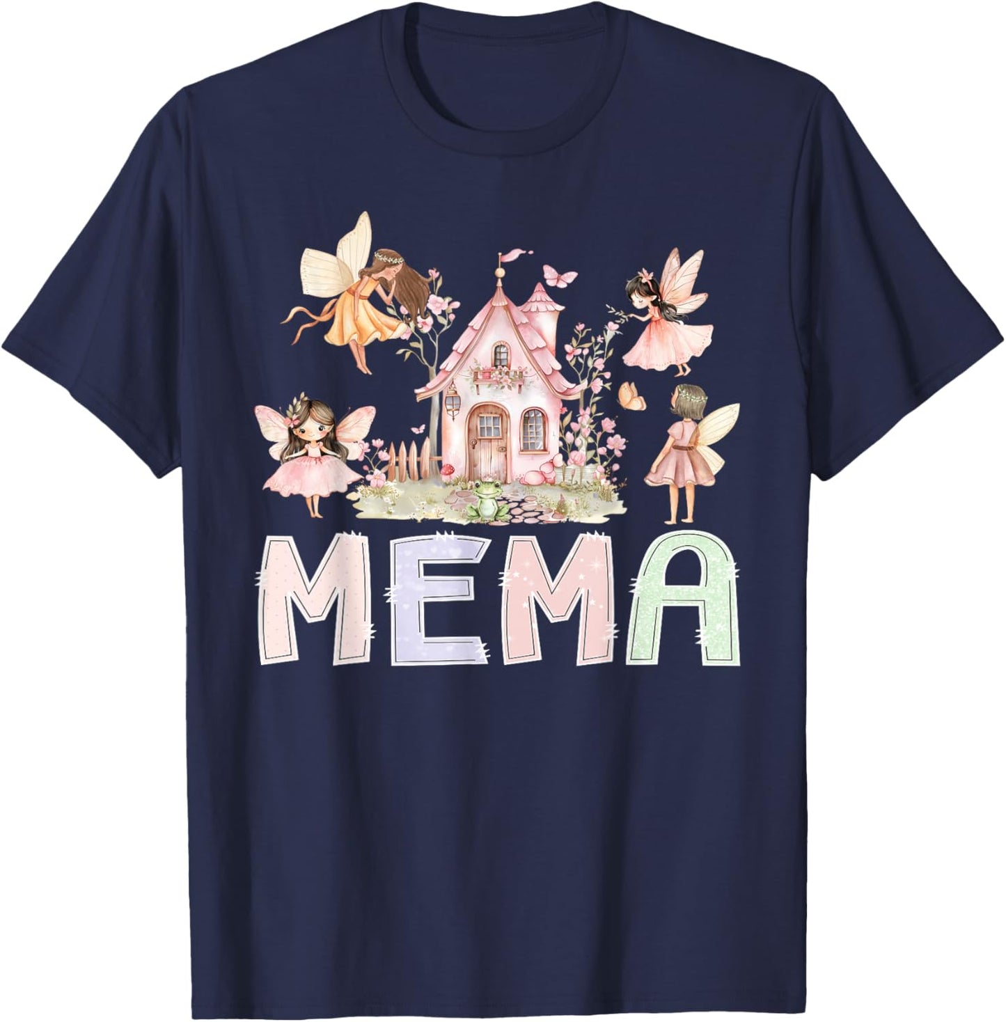 Fairy Mema Magical Floral Birthday Girl Fairytale Matching T-Shirt - T-Shirt | Navy