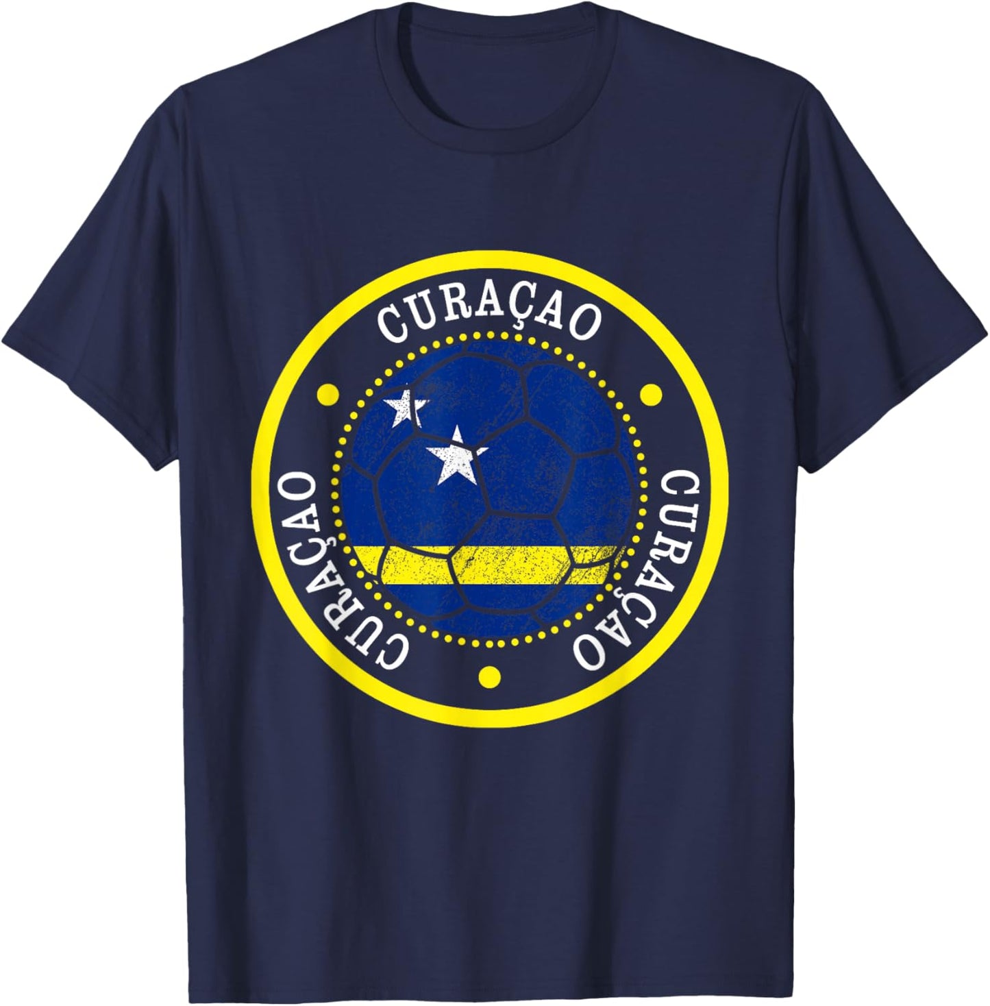 Curacao Soccer Ball,Curacao,Flag of Curacao,Curacao Flag. T-Shirt - T-Shirt | Navy