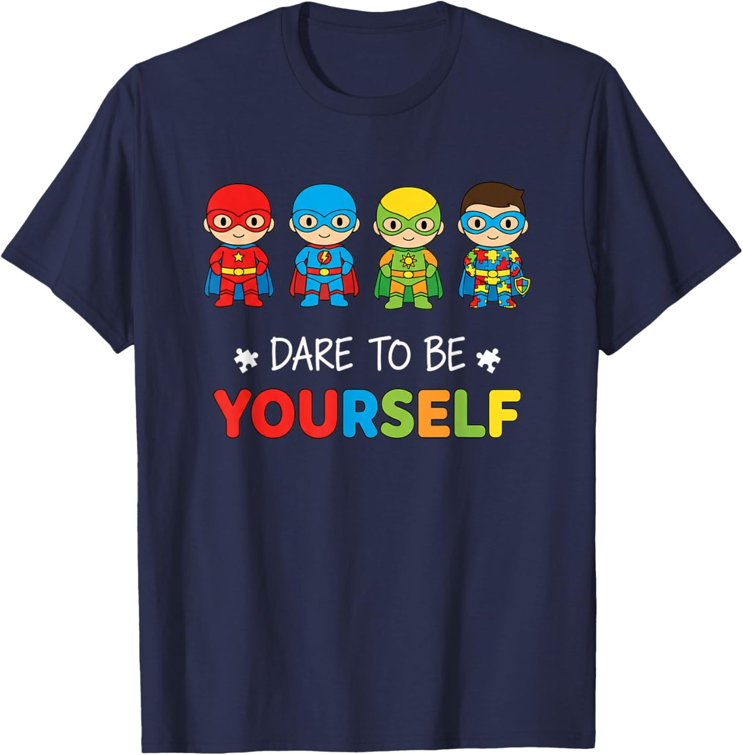 Pride Dare to Be Yourself, Superhero Pride Design T-Shirt - T-Shirt | Navy
