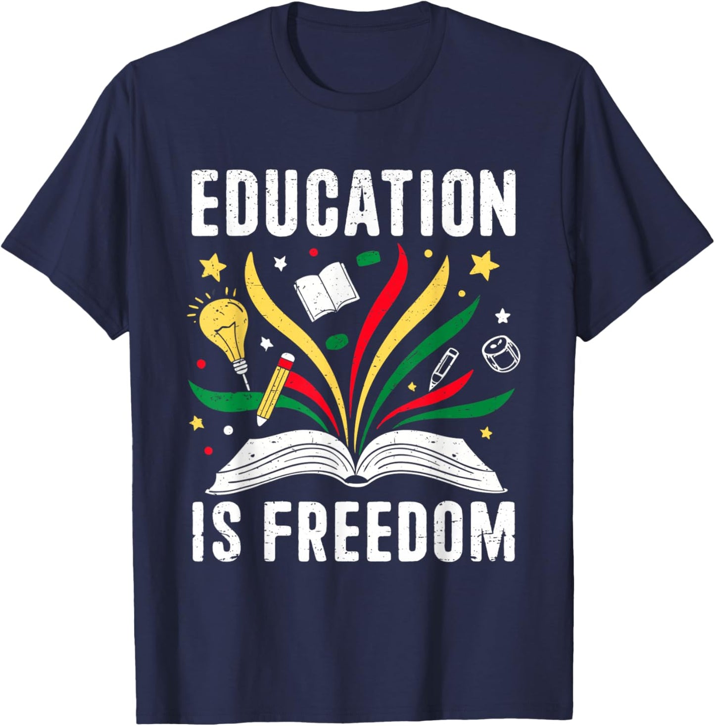 Education is Freedom Books Black History Teacher Kids T-Shirt - T-Shirt | Navy