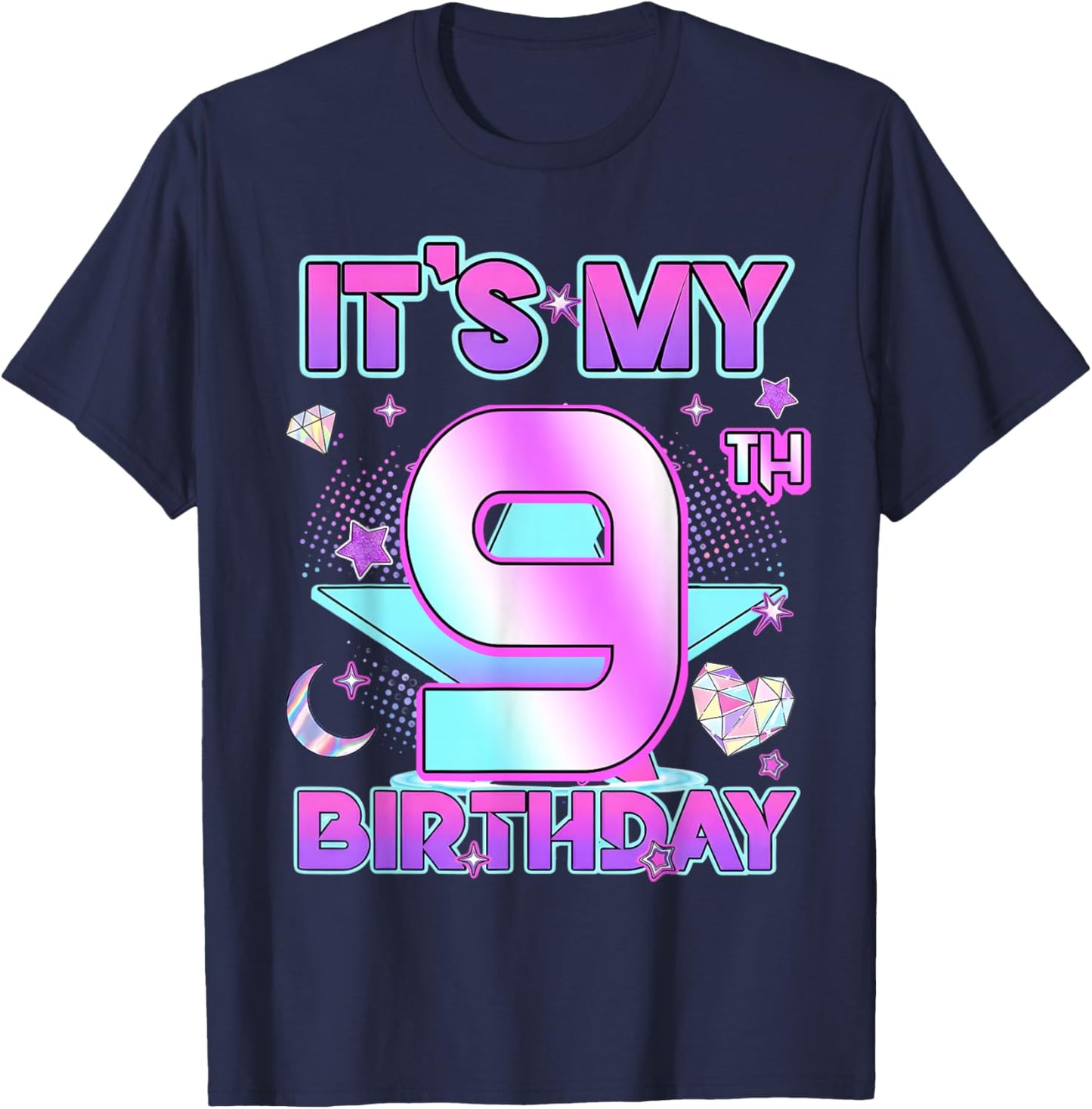 9 Years Old Birthday Kpop Kids 9Th Birthday Girls K-pop T-Shirt - T-Shirt | Navy