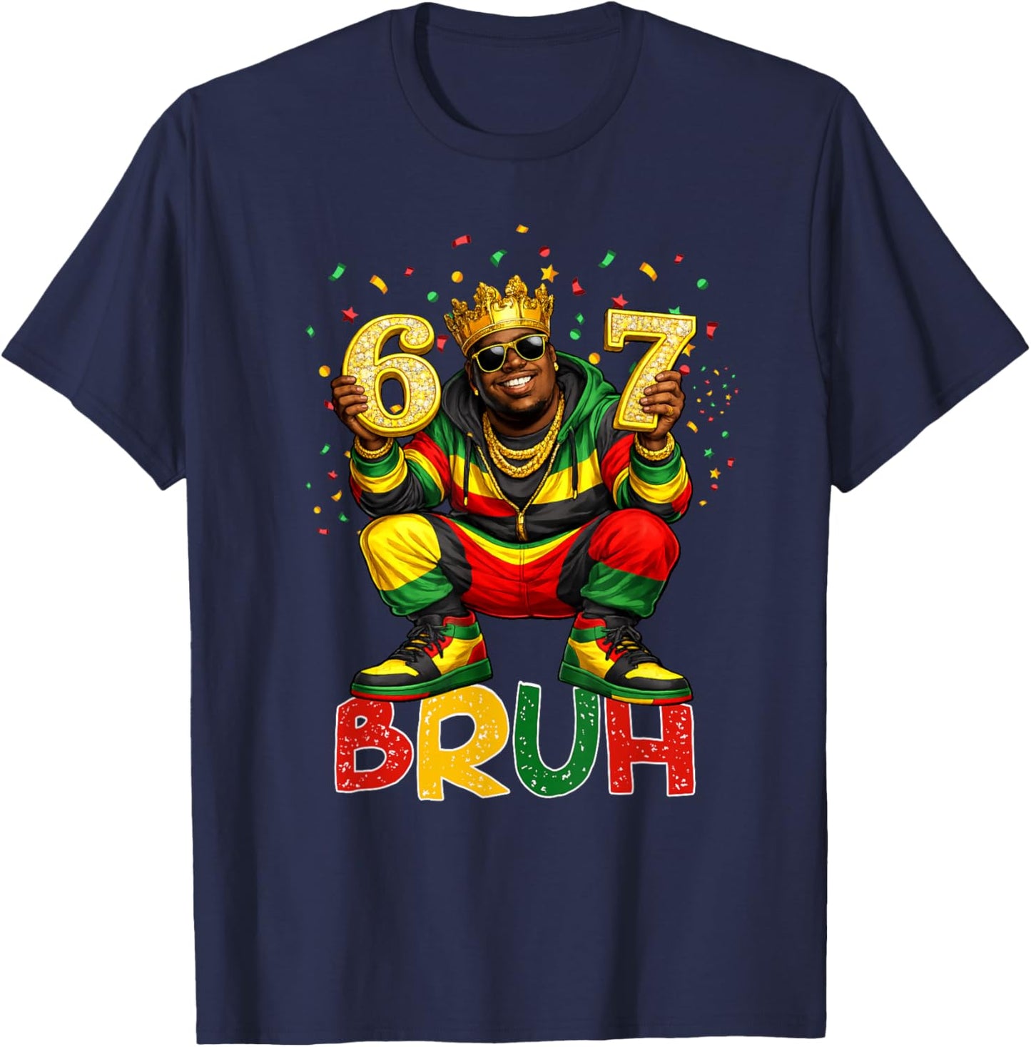Six Seven Bruh 67 Black History African American Men Boy T-Shirt - T-Shirt | Navy