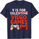 Gamer Valentine V is for Video Games Valentines Day Boys T-Shirt - T-Shirt | Navy