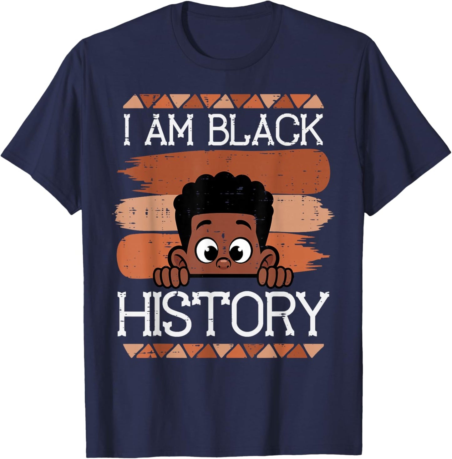 I Am Black History African Boy Peeking Cute Boys Kids Youth T-Shirt - T-Shirt | Navy