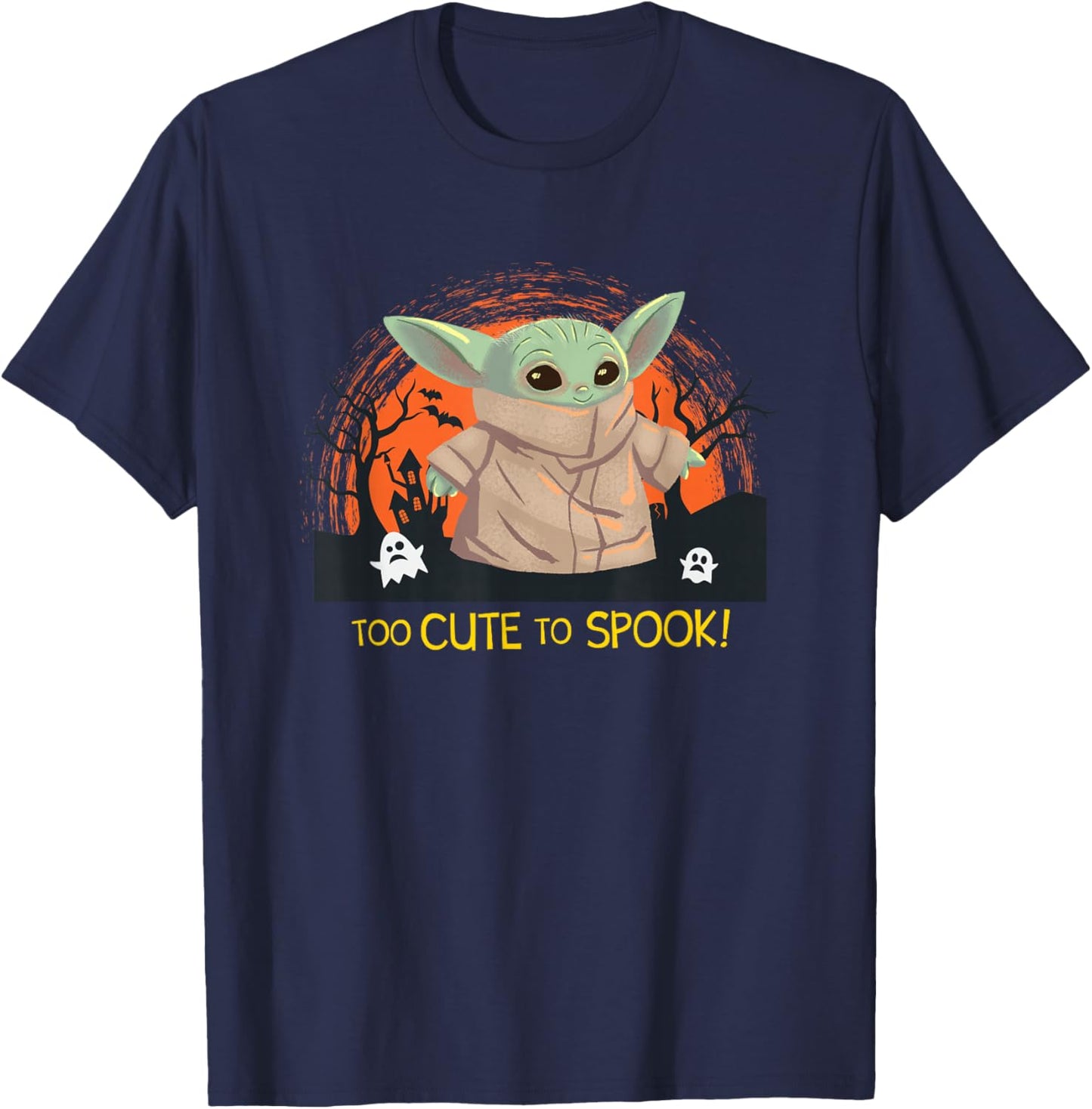 Star Wars The Mandalorian Grogu Too Cute To Spook Halloween T-Shirt - T-Shirt | Navy