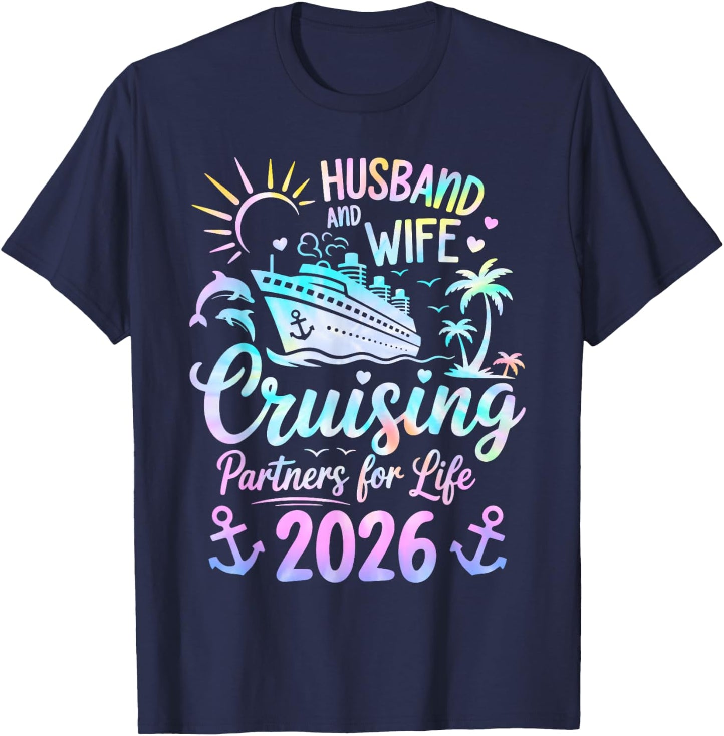 Husband and Wife Cruise 2026 Vacation Couple Cruise Cruising T-Shirt - T-Shirt | Navy