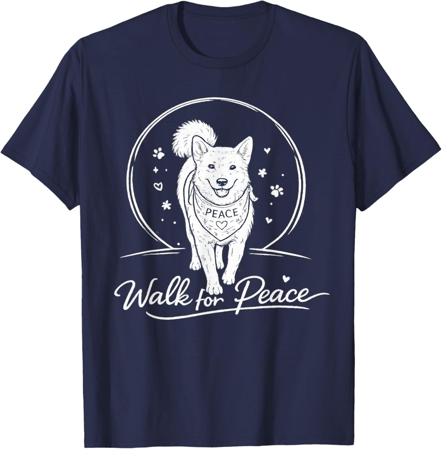 Peaceful Aloka Dog Walk for Peaceful Monks Spreading T-Shirt - T-Shirt | Navy