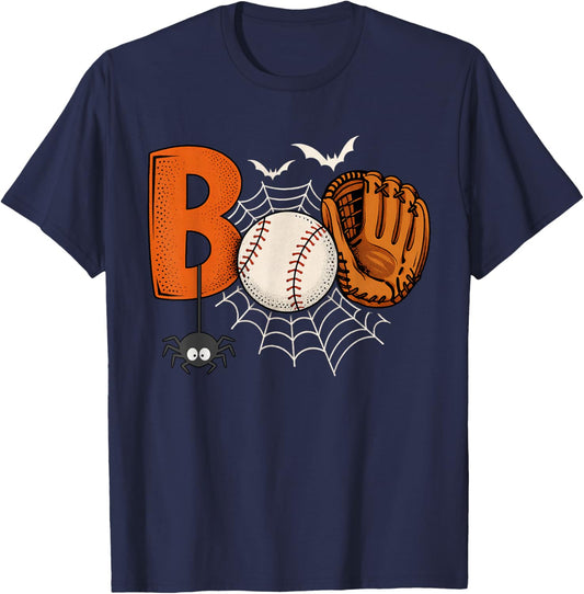 Funny Boo Baseball Halloween Sports Men Boys Kids Toddler T-Shirt - T-Shirt | Navy