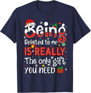 Being Related to Me Funny Family Christmas 2025 Matching T-Shirt - T-Shirt | Navy