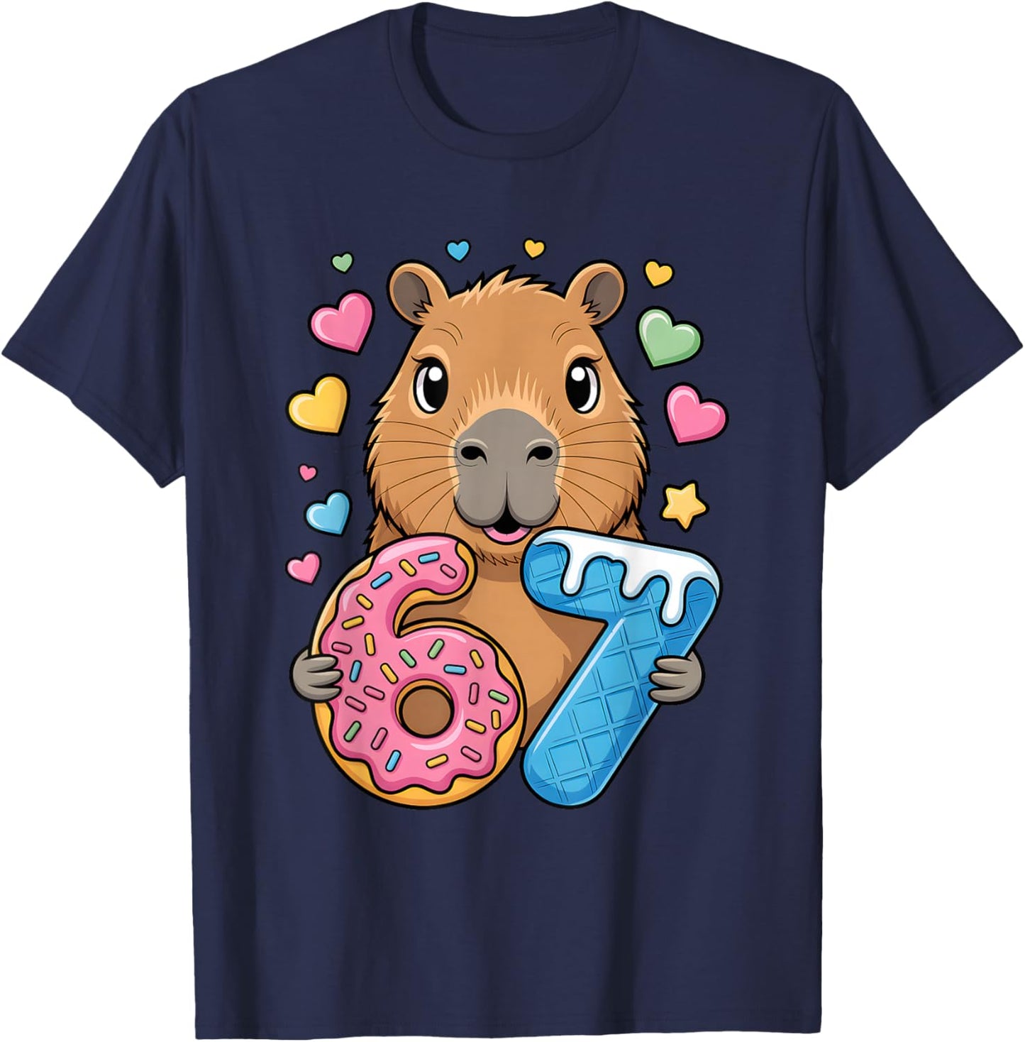 Funny Capybara Six Seven Bruh Meme 67 Gen Alpha Kids Men T-Shirt - T-Shirt | Navy