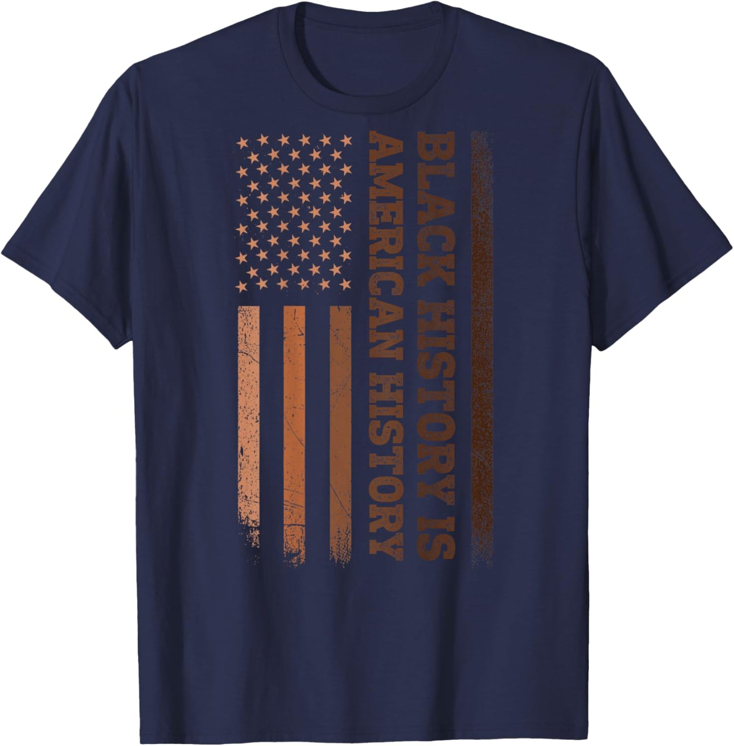 Black History is American History Melanin USA Flag (On Back) T-Shirt - T-Shirt | Navy