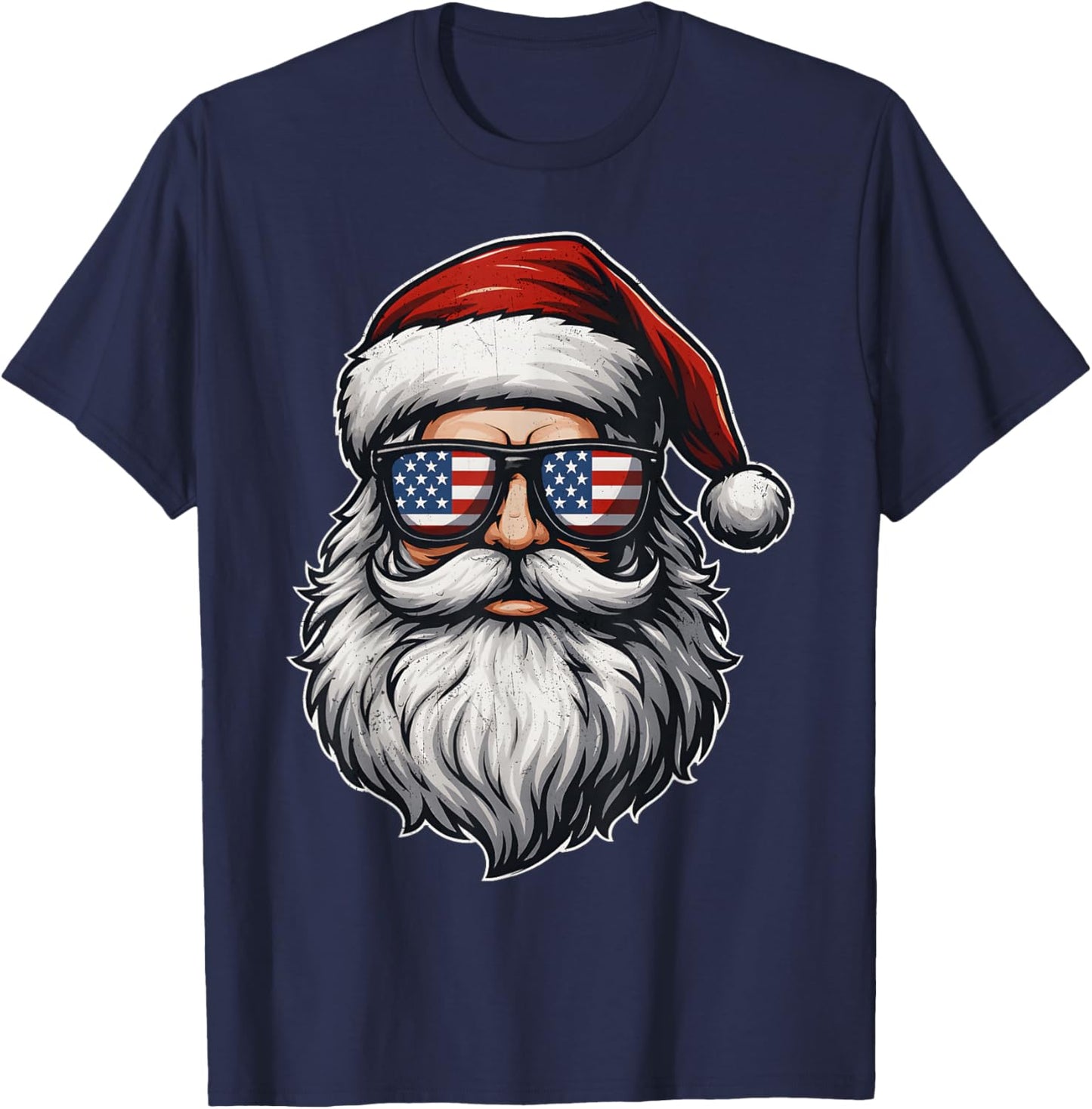 Vintage Cool Santa USA Flag Glasses Christmas Xmas Men T-Shirt - T-Shirt | Navy