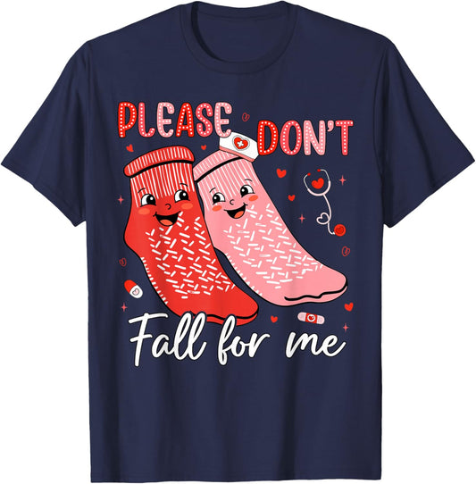 Please Don't Fall for Me Nurse Valentines Red Socks Women T-Shirt - T-Shirt | Navy