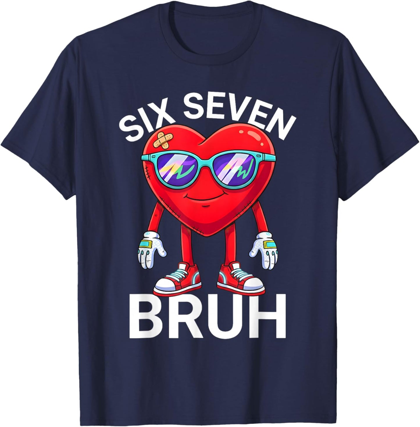 67 Valentine Funny Six Seven Meme Brainrot Heart Kids Bruh T-Shirt - T-Shirt | Navy