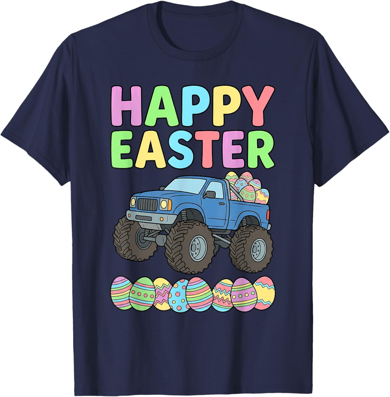 Kids Boys Easter Monster Truck Happy Easter Toddler Kids Boy T-Shirt - T-Shirt | Navy
