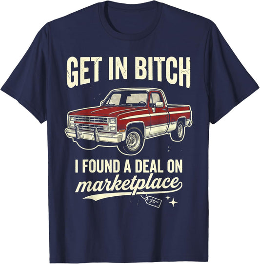 Get The in Deal On Marketplace Vintage Pickup Truck T-Shirt - T-Shirt | Navy