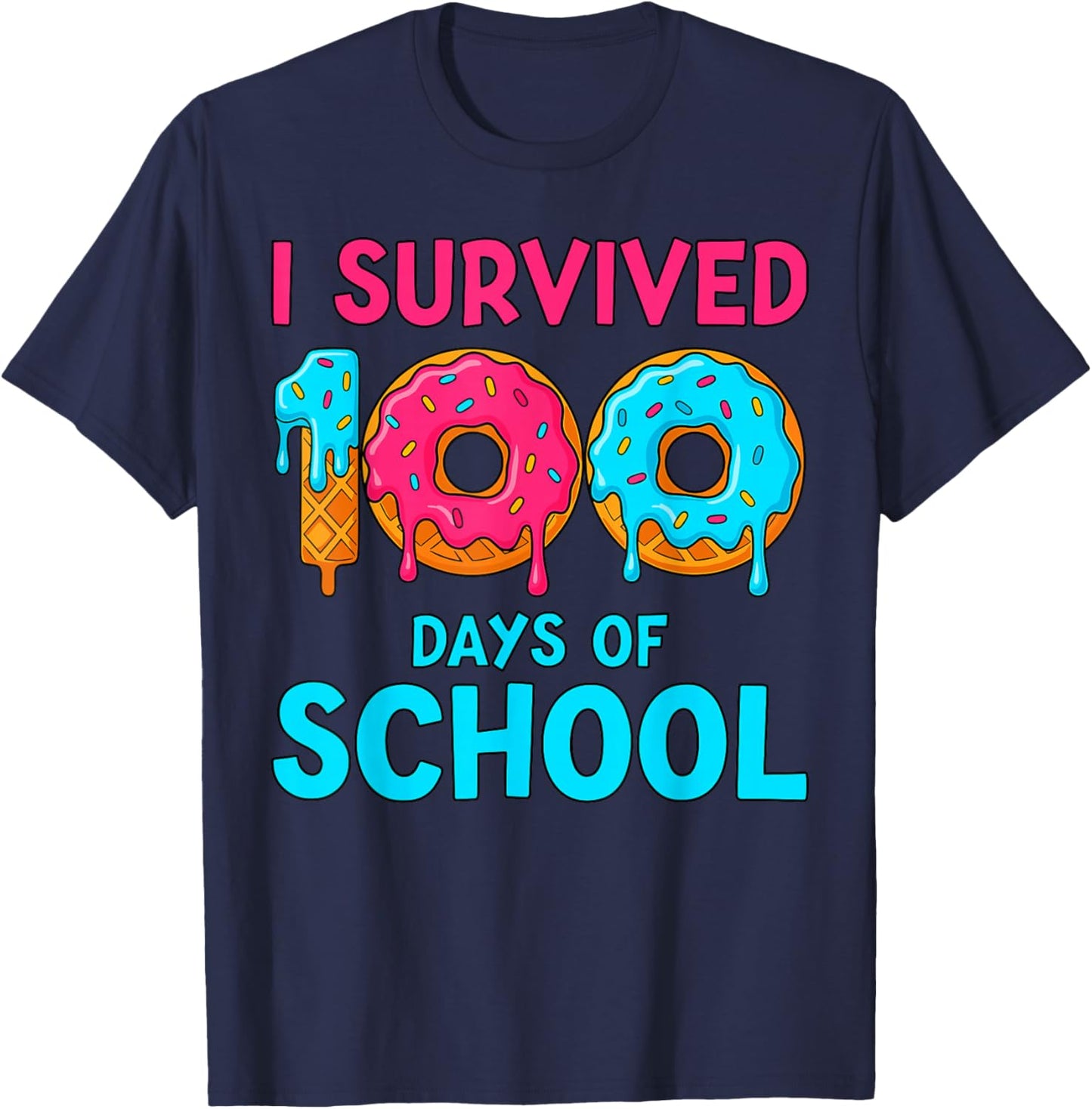 Boys 100 Days of School Shirt Drip 100th Day of School Boys T-Shirt - T-Shirt | Navy