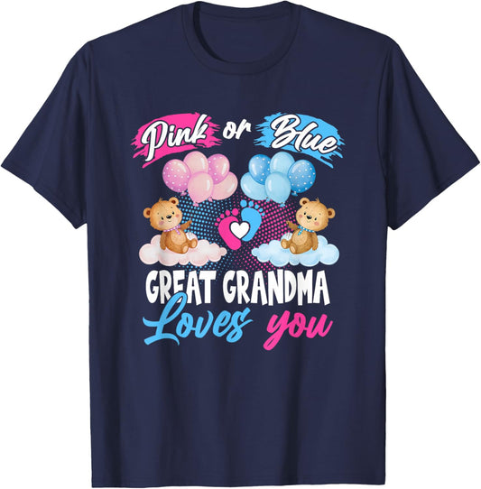 Bears Pink Or Blue Great Grandma Loves You Gender Reveal T-Shirt - T-Shirt | Navy