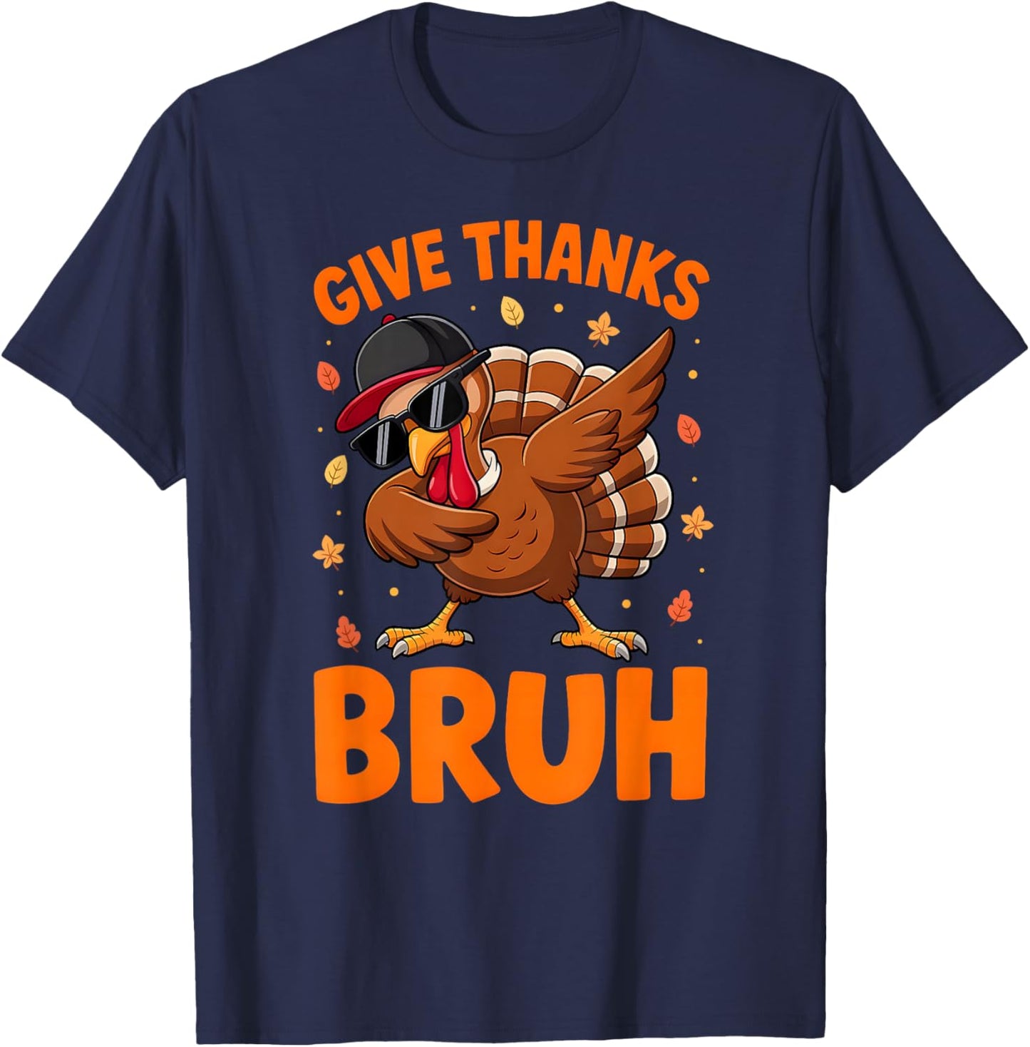 Bruh Thanksgiving Dabbing Turkey Pilgrim Costume Boys Kids T-Shirt - T-Shirt | Navy