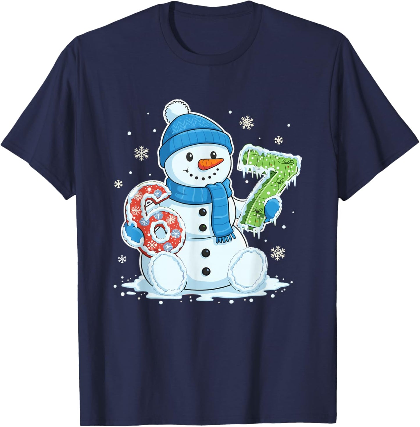 67 Snowman Six Seven Meme Funny Winter T-Shirt - T-Shirt | Navy