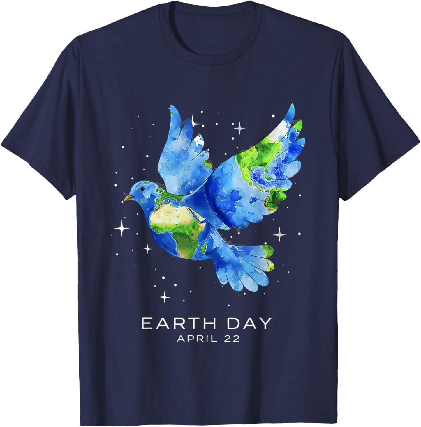 Earth Day 2026 Dove Art T-Shirt - T-Shirt | Navy
