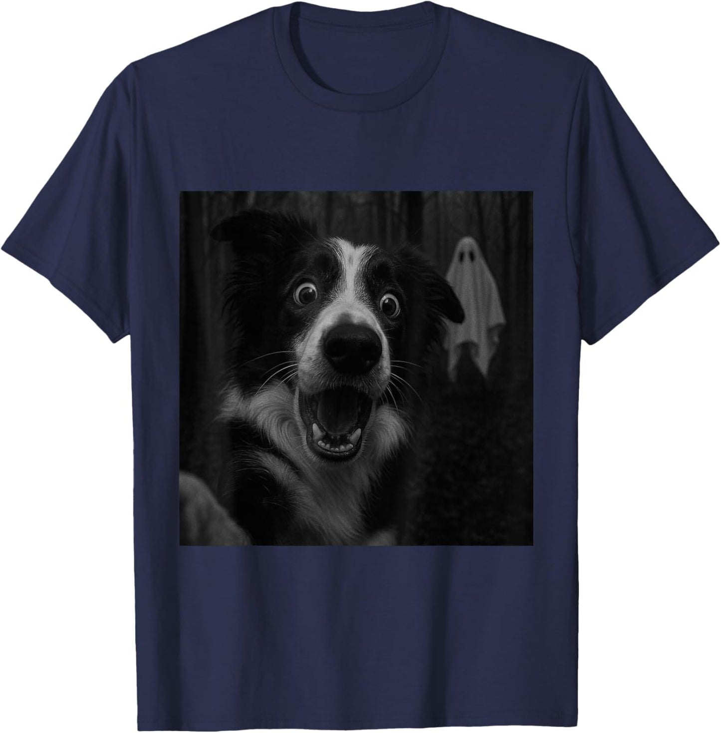 Border Collie Ghost Spooky Halloween T-Shirt - T-Shirt | Navy