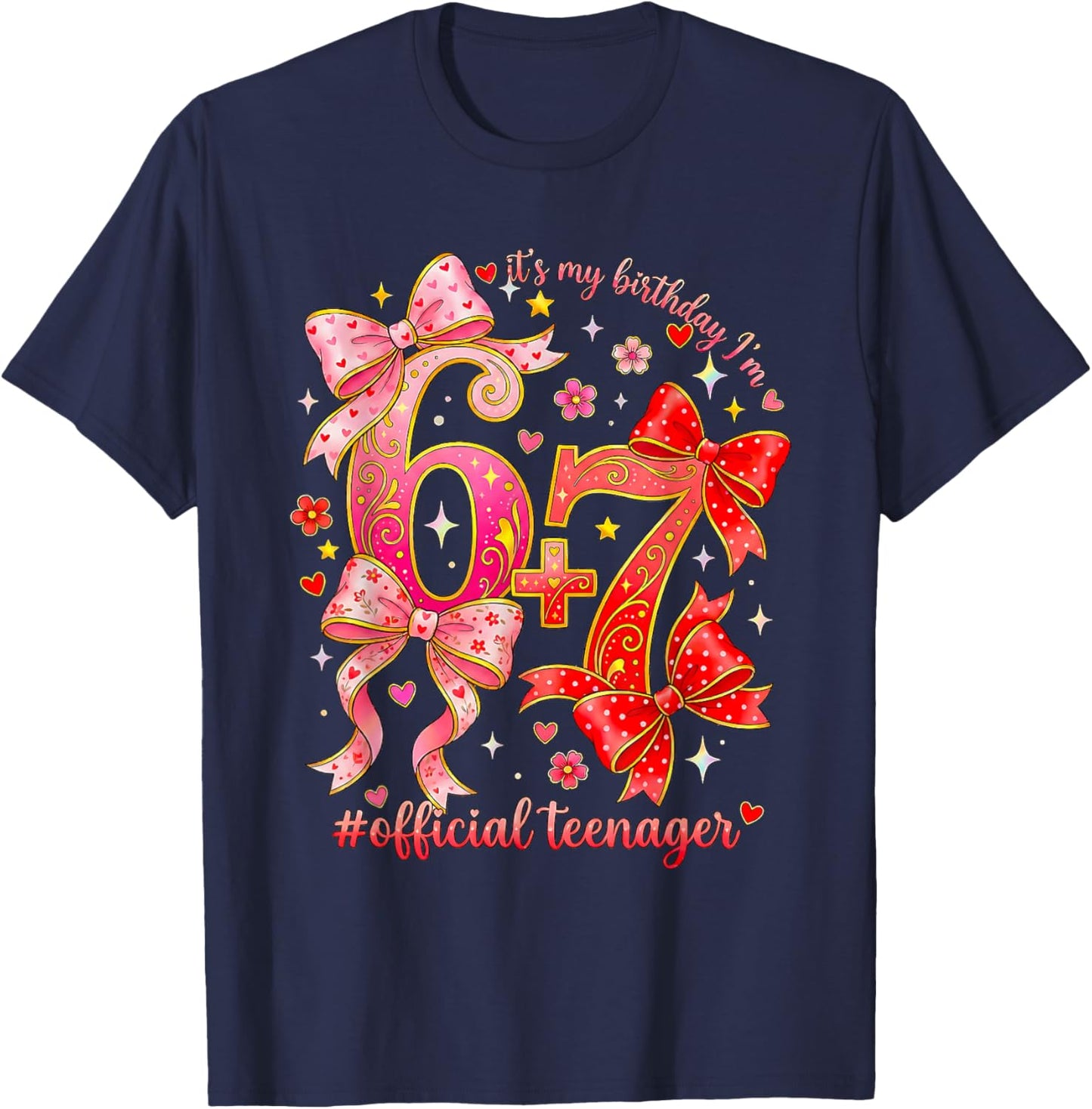 13th Birthday Coquette Bow Official Teenager 13 yr Old Girl T-Shirt - T-Shirt | Navy