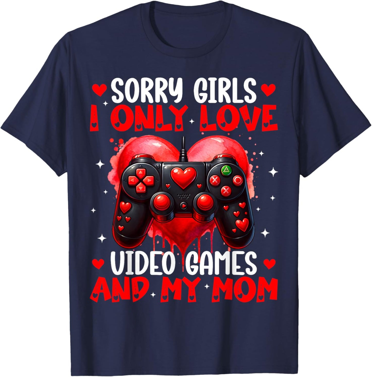 I Only Love Video Games and My Mom Valentines Boy Kids T-Shirt - T-Shirt | Navy