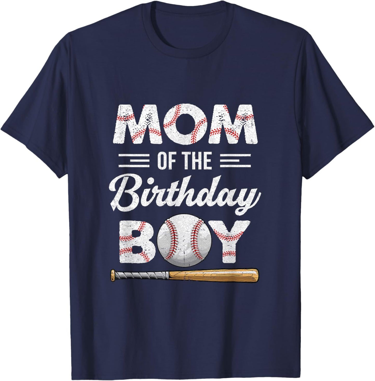 Mom of The Birthday Boy Baseball Matching Family T-Shirt - T-Shirt | Navy