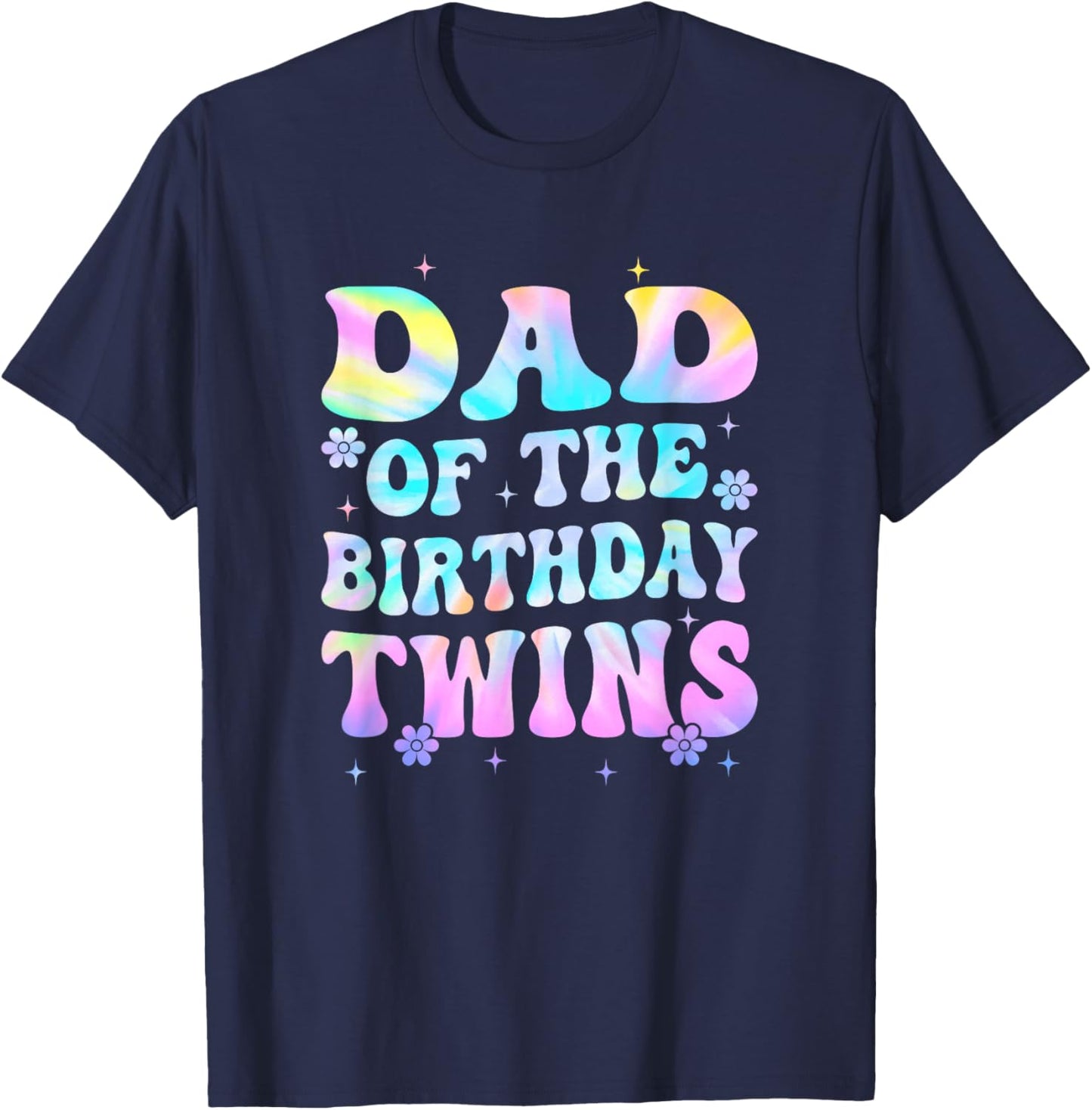 Dad of The Birthday Twins Girls Kids Party Retro Bday T-Shirt - T-Shirt | Navy