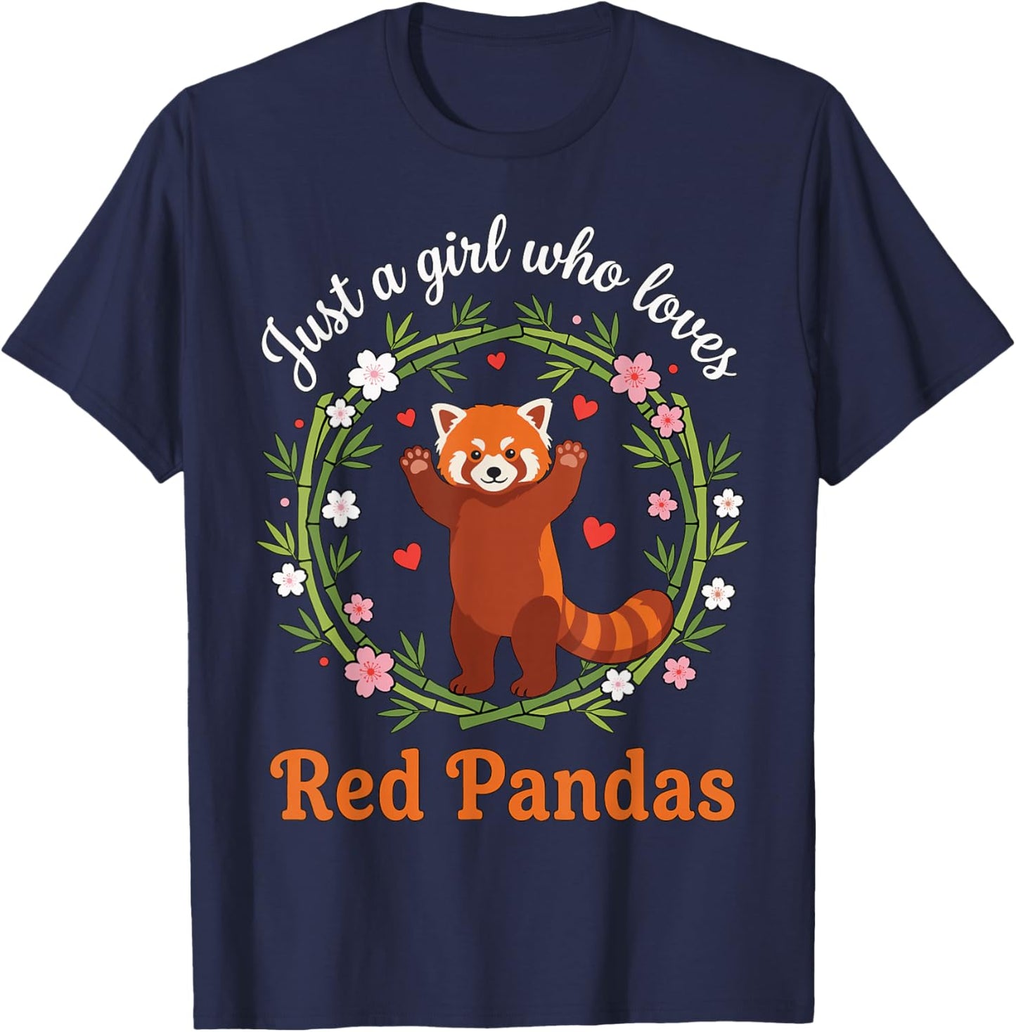 Just A Girl Who Loves Red Pandas Cute Zoo Animal Bamboo T-Shirt - T-Shirt | Navy