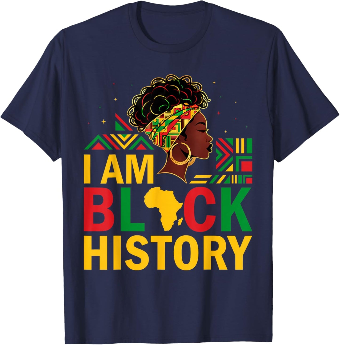 Girl Black History Month African American Afro Girls Women T-Shirt - T-Shirt | Navy