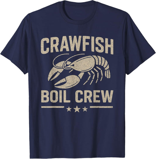 Crawfish Boil Crew Vintage Crayfish Crawdad Party Men Dad T-Shirt - T-Shirt | Navy