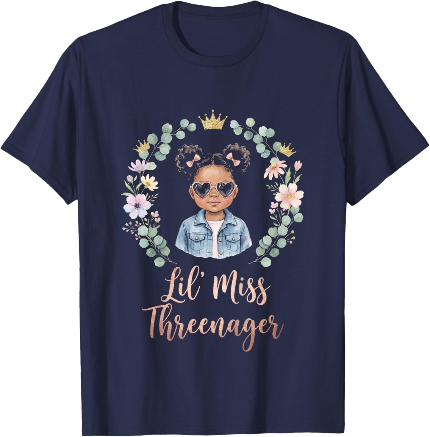 3rd Birthday Girl Sassy Toddler Lil Miss Threenager T-Shirt - T-Shirt | Navy