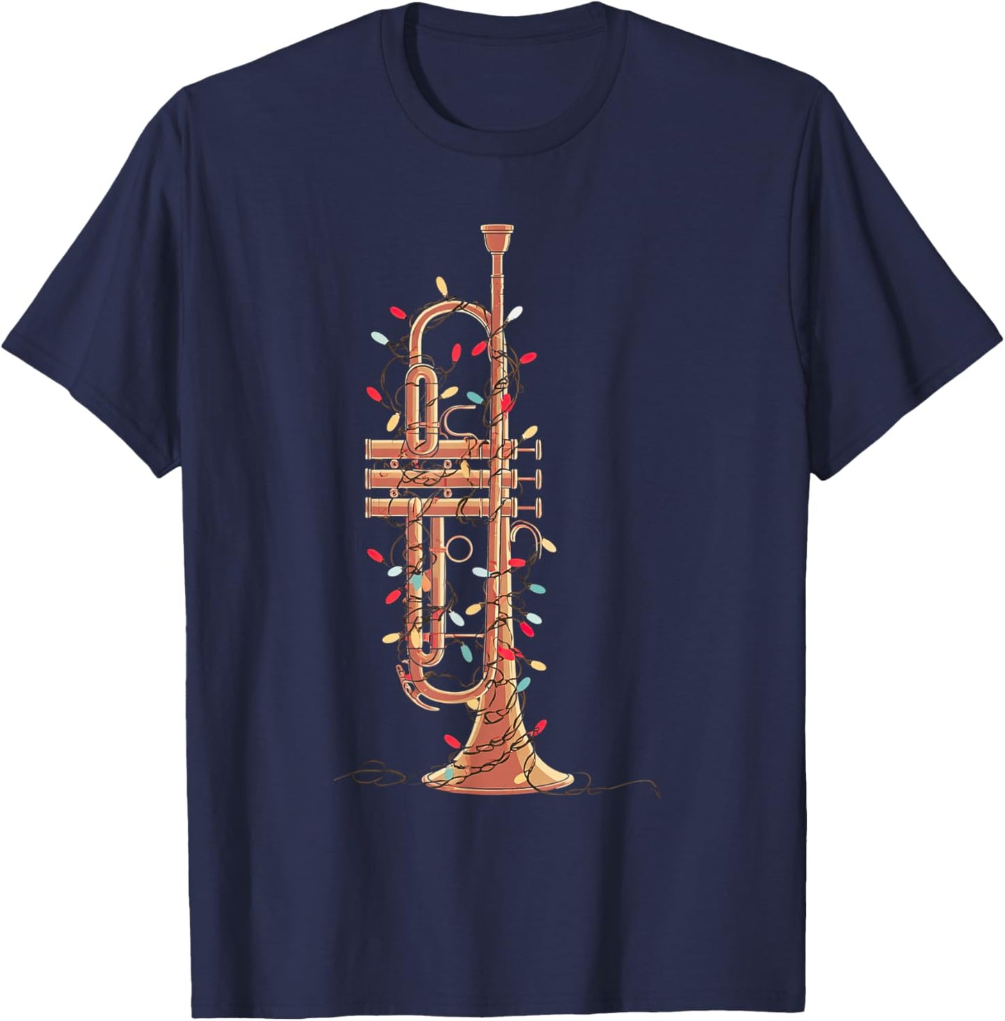 Trumpet Christmas Graphics Lights Lover Player Trumpeter T-Shirt - T-Shirt | Navy