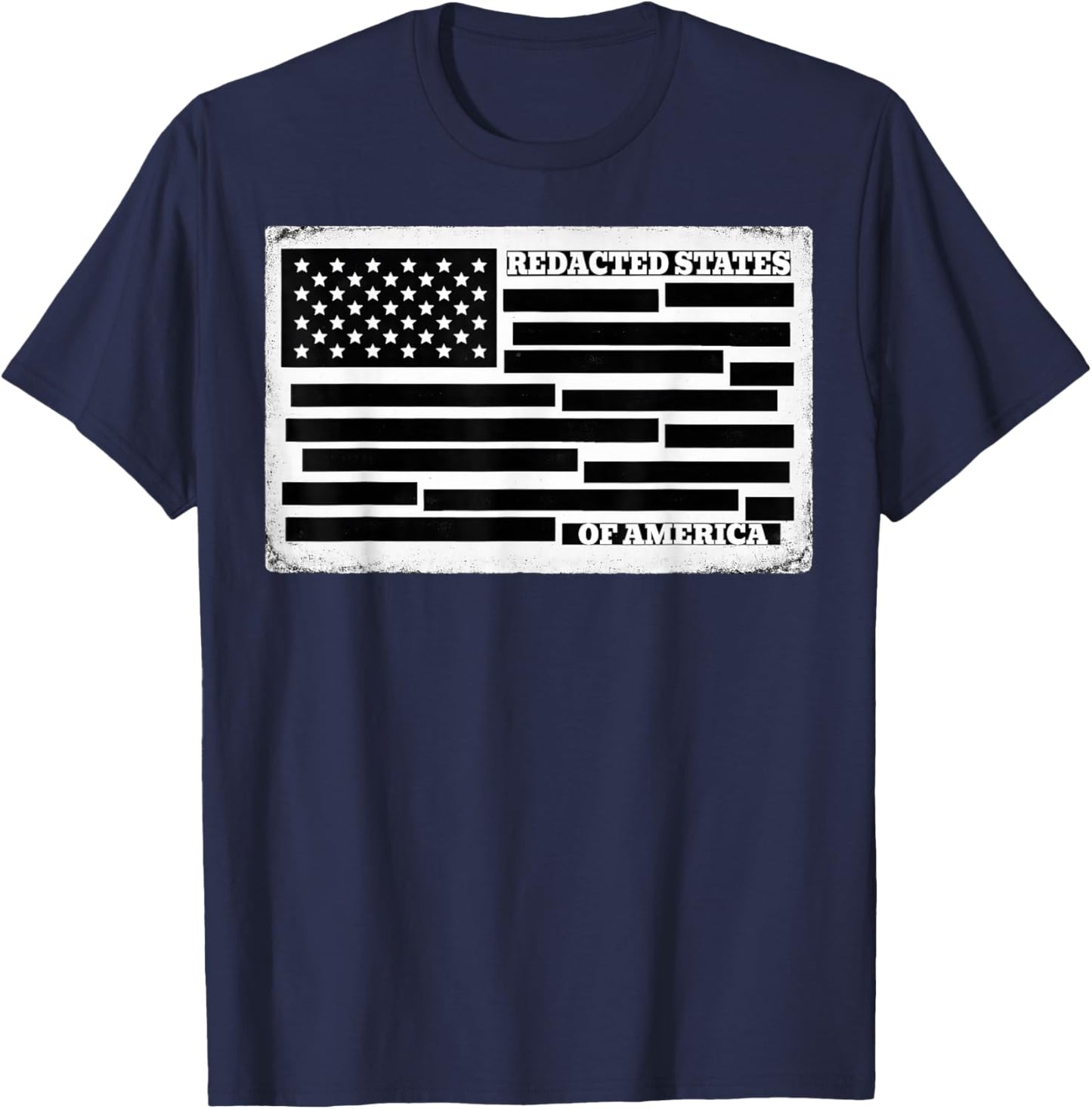 Redacted Files Censored Document American Flag United States T-Shirt - T-Shirt | Navy