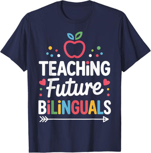 Teaching Future Bilinguals Language Teachers Pride School T-Shirt - T-Shirt | Navy