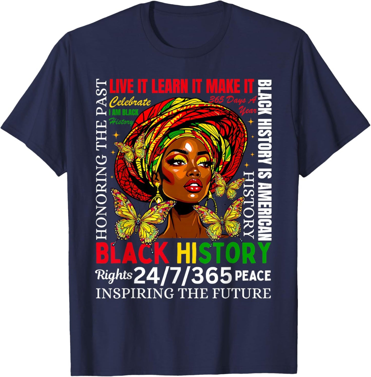 Black History Month African American Women Melanin Pride T-Shirt - T-Shirt | Navy