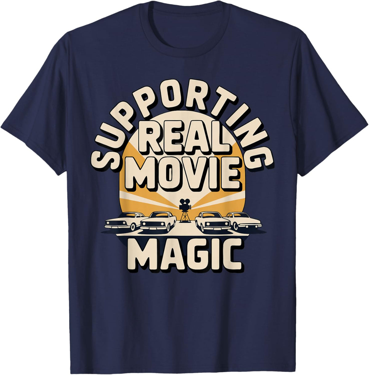 Drive-in Movie Supporter Retro Film Drive-in Cinema T-Shirt - T-Shirt | Navy
