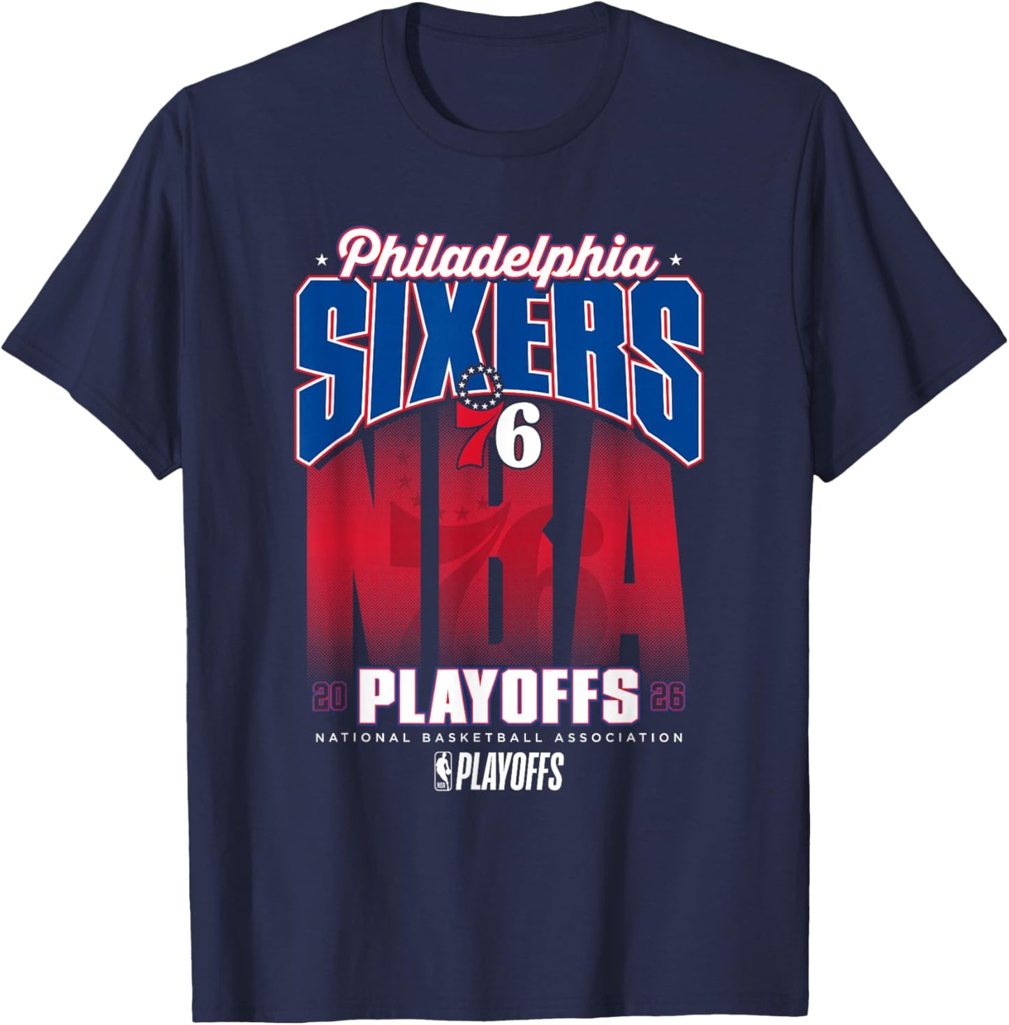 NBA Official 2026 Playoffs Philadelphia 76ers Fade T-Shirt - T-Shirt | Navy