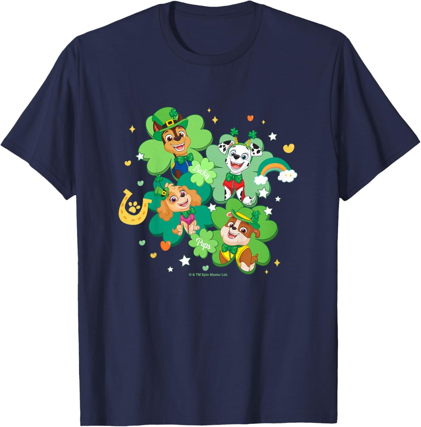 Kids PAW Patrol St. Patrick's Day Lucky Pups Four-Leaf Clover T-Shirt - T-Shirt | Navy